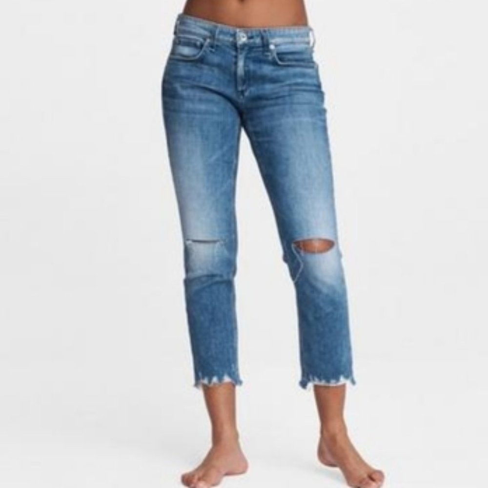 Rag & Bone Dre Style Designer Denim Distressed Medium Wash Skinny Fit Jeans 24